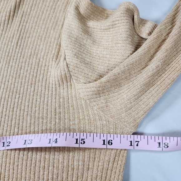 Profile Ribbed Turtleneck Sweater Tan Neutral Base Layer Size Medium - Picture 9 of 14